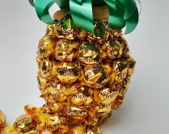 Golden Pineapple Cremy Caramel Candy Arrangement Summer Gift Candy bouquet Holiday Gift Caramel gift