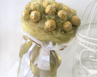 Ferrero Rocher candy bouquet sweet gift flowers chocolate Birthday, Wedding, Love, Anniversary Candy arrangement Candy bouquet Candy gift