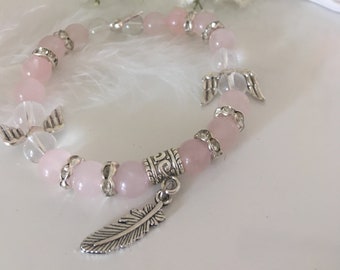Rose Quartz Bracelet Archangel Ariel Unconditional Love and Healing  as featured in Spirit and Destiny magazine