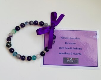 Ailment Bracelet Joint Pain Arthritis Amethyst Fluorite made to order