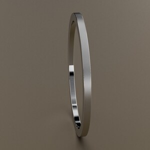 10kt White Gold 1 mm Ladies Brushed Flat Wedding Band, Matte Satin Classic Rectangle Wedding Ring, Stacking Ring, Comfortable Wedding Ring