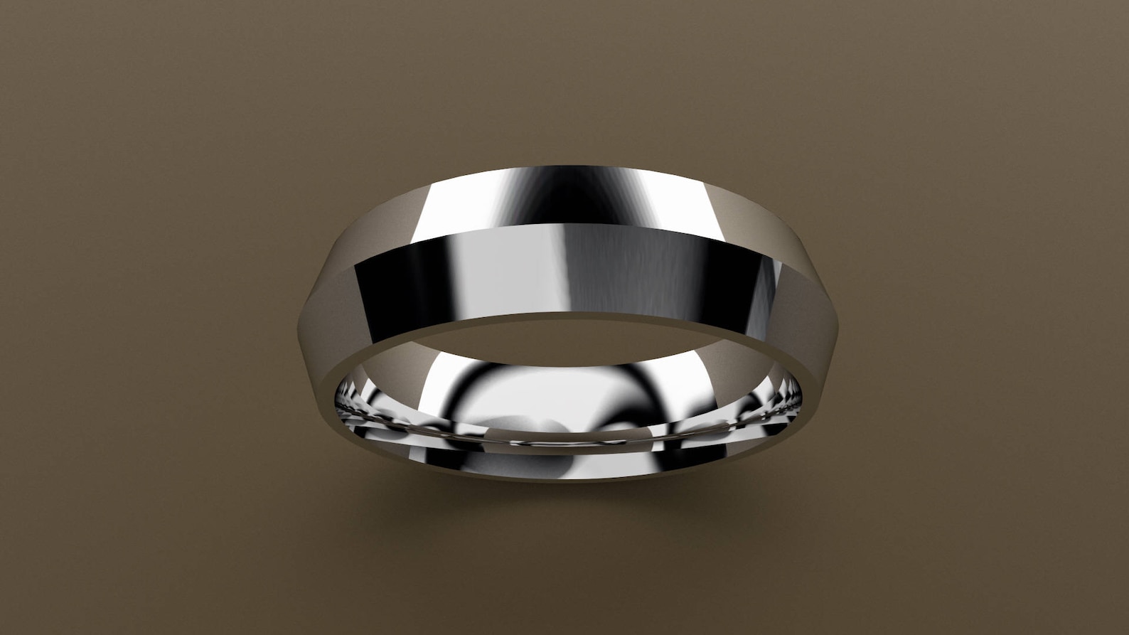 18kt White Gold 6mm Mens Wedding Band , Knife Edge Faceted 18kt White ...