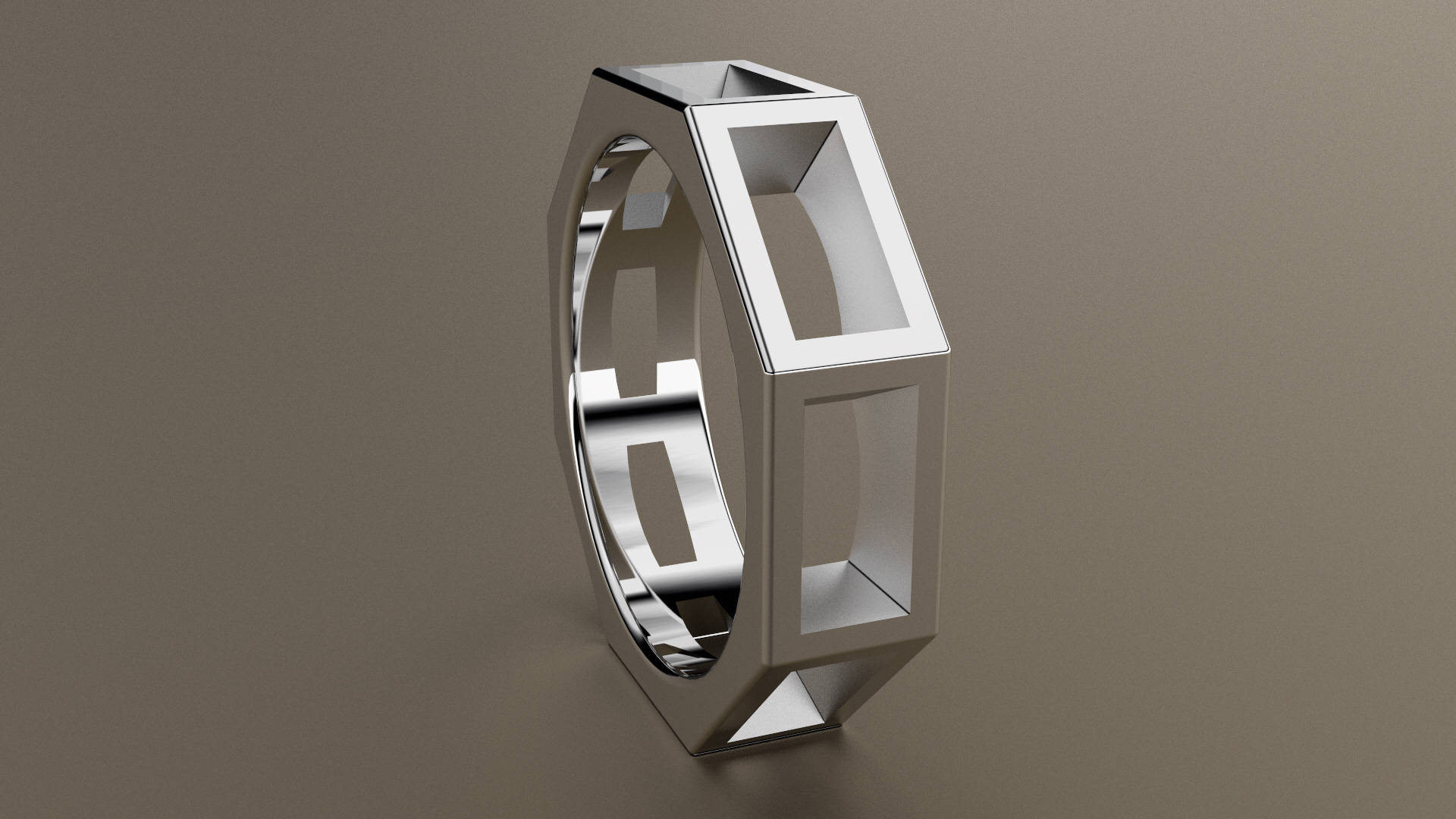 Open Octagon White Gold Band