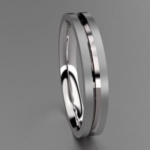 Silver 3mm Brushed Ladies Wedding Band with Clean Grooves & Lines, Classic 925 Sterling Silver Wedding Ring, Anniversary Womans Wedding Band