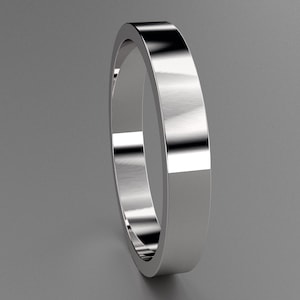 Silver 3mm Ladies or Mens Flat Wedding Band, 925 Sterling Silver Classic Wedding Ring, Great for Anniversary or Promose Ring, Flat Design