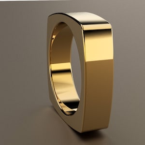 14kt Yellow Gold 6mm Mens Square Wedding Band, 14kt Gold Squared Off Wedding Ring, Mens Gold Unique Euro Shank Ring, Comfortable Mens Band