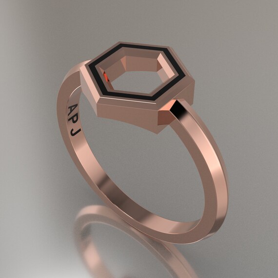 Rose gold hexagon ring deals