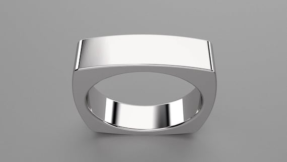 Silver 6mm Mens Square Wedding Band, Squared off 925 Sterling