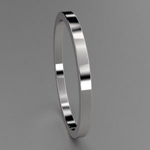 Silver 1.5 mm Ladies Flat Wedding Band, Classic Rectangle Sterling Wedding Ring, Stacking Ring, Comfortable Wedding Ring, Anniversary Ring