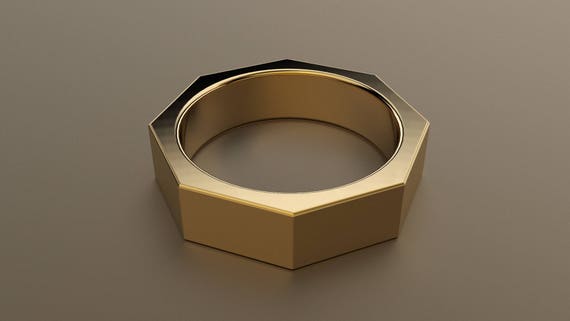 14kt Yellow Gold 6mm Brushed Mens Wedding Band, Matte Finish
