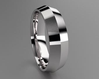 Silver 6mm Mens Wedding Band, Knife Edge Design 925 Sterling Silver Wedding Ring, Classic Knife Edge Mens Wedding Band with a Stylish Look