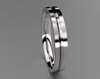 Silver 3mm Ladies Wedding Band with Clean Grooves & Lines, Classic 925 Sterling Silver Wedding Ring or Anniversary Womans Wedding Band