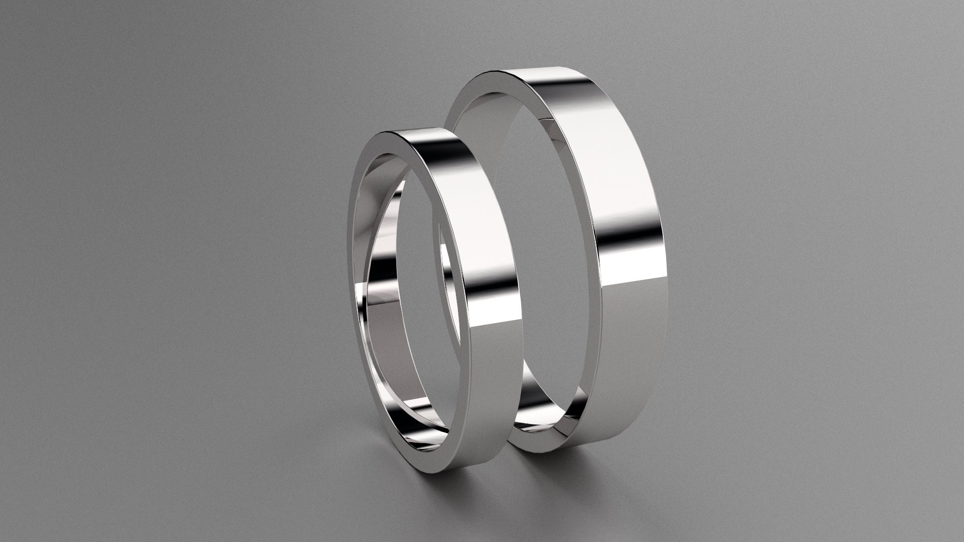 Set Di Fedi Nuziali Piatte His &amp; Hers In Argento Da 3 Mm E 4 Mm