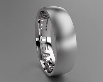 Silver 6mm Brushed Mens Wedding Band with Hidden Message, 925 Sterling Silver Wedding Ring, Until Death Hidden Message, Comfort Fit Band