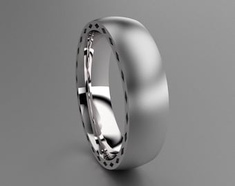 Silver 6mm Brushed Mens Wedding Band with Side Diamond Design, Classic 925 Sterling Silver Wedding Ring, Comfort fit Mens Wedding Ring