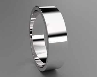 Silver 6mm Ladies or Mens Flat Wedding Band, 925 Sterling Silver Classic Wedding Ring, Great for Anniversary or Promose Ring, Flat Design