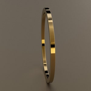 14kt Yellow Gold 1 mm Ladies Flat Wedding Band, Classic Rectangle Wedding Ring, Stacking Ring, Comfortable Wedding Ring, Anniversary Ring