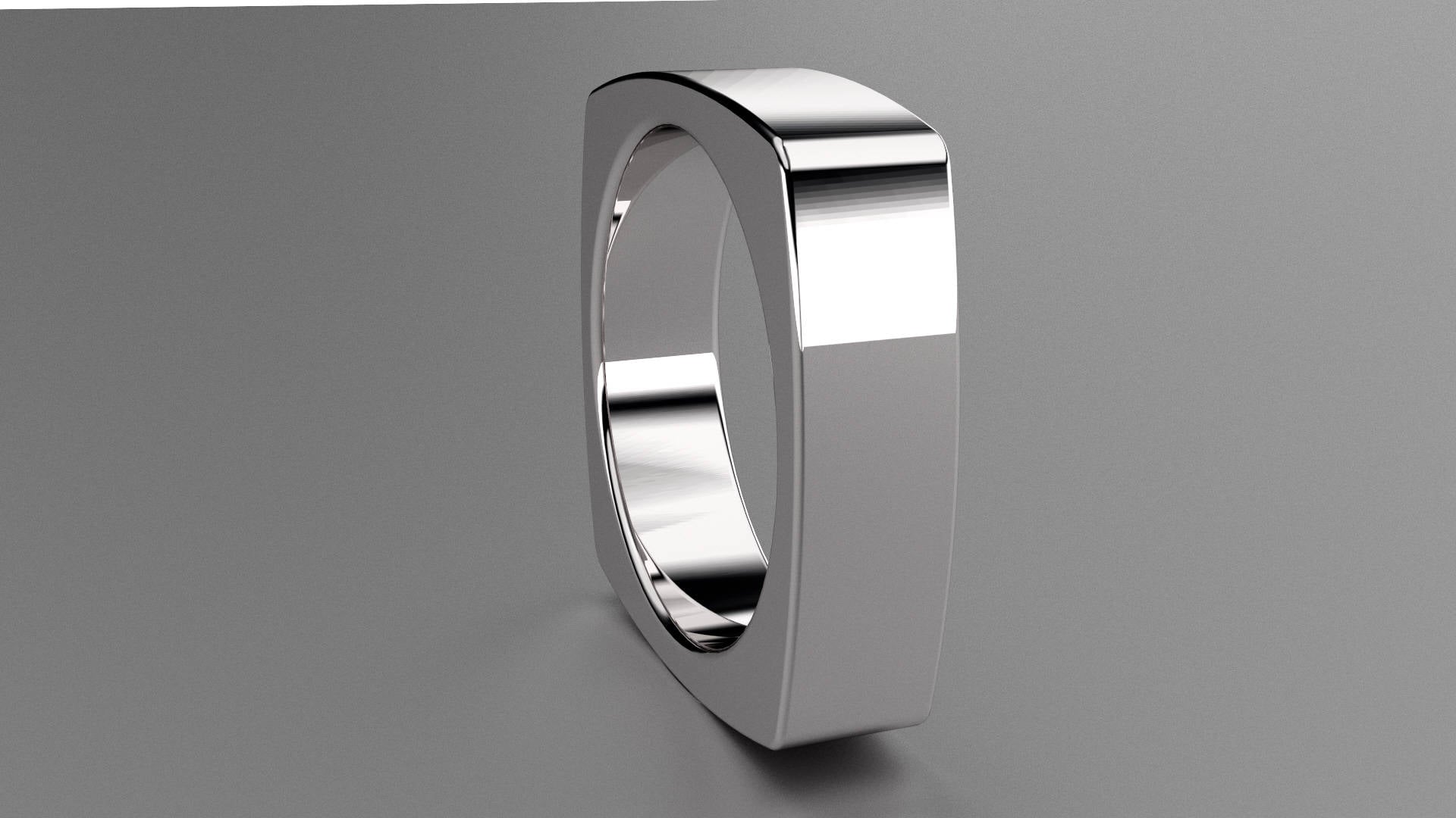Silver 6mm Mens Square Wedding Band, Squared off 925 Sterling