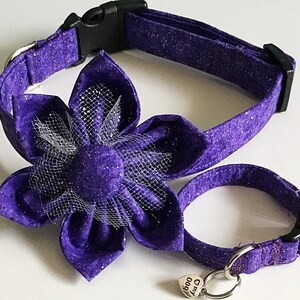 Sparking Purple Dog or Cat Collar with Matching Friendship Charm Bracelet and Black Standard Buckle or Metal Buckle Upgrade image 6