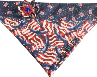Patriotic Over the Collar Flag Bandana  for Dogs and Cats
