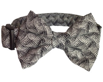 Black & White Plaid Special Events or Wedding  Bow Tie Collar for Male Dog or Cat
