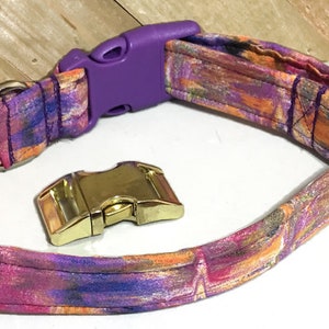 Purple Abstract Girl Dog or Cat Collar / Buckled or Martingale / Leash Upgrade / Metal Buckle Upgrade image 1