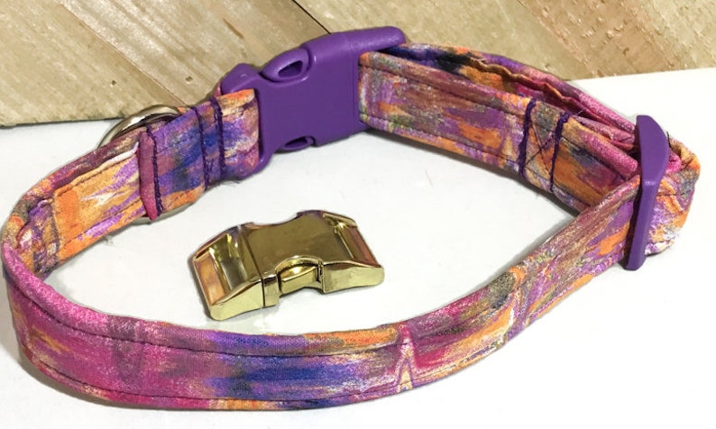 Purple Abstract Girl Dog or Cat Collar / Buckled or Martingale / Leash Upgrade / Metal Buckle Upgrade image 1