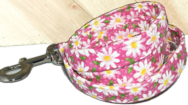 Pink White & Green Floral Daisy Collar With Matching Flower For Dogs And Cats /Summer flower Collar/ Buckled or Martingale / Leash Upgrade image 8