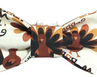 Thanksgiving Turkey Dog or Cat Bow Tie For Collar/ Attachable Thanksgiving Bow tie