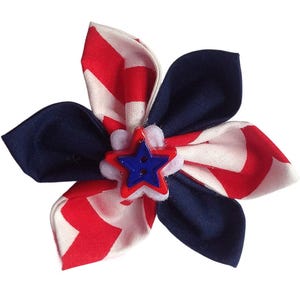 Red, White & Blue 4th of July Collar Flower for Female Dogs and Cats
