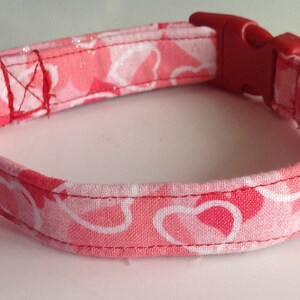 Red and Pink Valentine's Day Heart Collar With Flower in Buckled or Martingale Style for Dogs and Cats / Metal Buckle Upgrade/ Leash Upgrade image 4