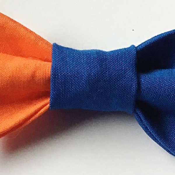 Orange and Blue College Bow Tie for Male Dog and Cat Collar