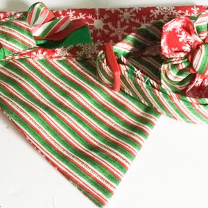 Christmas Candy Cane Dog or Cat Flower Collar with Red Standard Buckle Or Slip On Martingale, Red & Green Holiday Fabric Collar and Bow image 6