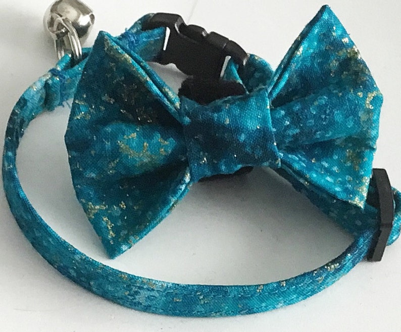 Teal & Gold Wedding Bow Tie Collar for Male Dog or Cat Etsy