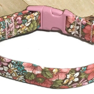 Pink, Aqua, and Salmon Floral Spring or Summer Collar for Female Dogs & Cats in Buckled or Martingale Style