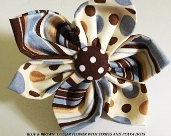 Blue & Brown Flower for Girl Dog and Cat Collar