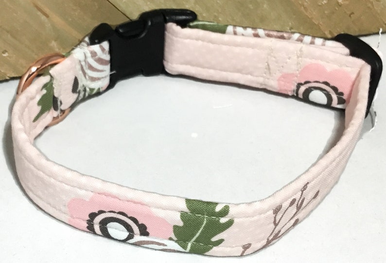 Peach, Pink, Rose Gold and Black Floral Flower Collar for Girl Dogs And Cats /Buckled or Martingale/ Leash Upgrade image 5