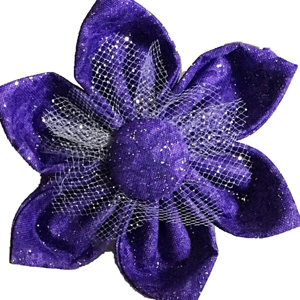 Purple Sparkling  Flower for Diva Girl Dog and Cat Collar /Wedding Flower / Attachable Flowers