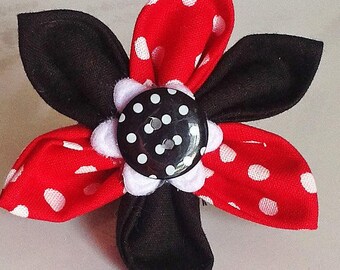 Red and Black Polka Dot Flower for Dog or Cat