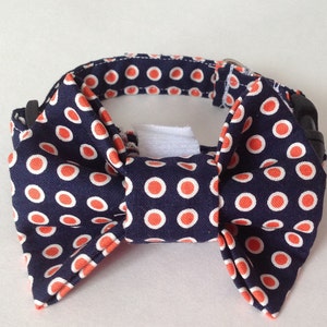 Blue & Orange Polka Dot Bow Tie for Male Dog or Cat image 2