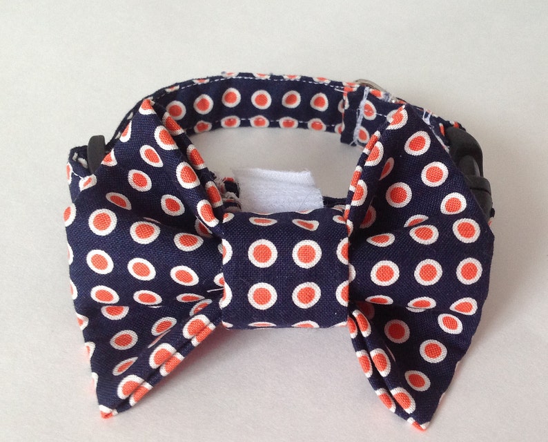 Blue & Orange Polka Dot Bow Tie for Male Dog or Cat image 2