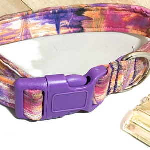 Purple Abstract Girl Dog or Cat Collar / Buckled or Martingale / Leash Upgrade / Metal Buckle Upgrade image 3