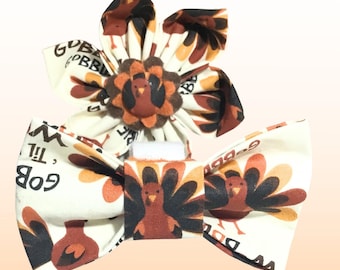 Thanksgiving Turkey Dog or Cat Bow Tie For Collar/ Attachable Thanksgiving Bow tie