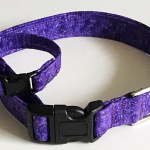 Sparking Purple Dog or Cat Collar with Matching Friendship Charm Bracelet and Black Standard Buckle or Metal Buckle Upgrade image 2