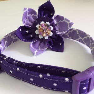 Purple & White Geometric Dog or Cat Collar with Purple Buckle //Metal Buckle Upgrade//Buckled Collar//Slip On Martingale //Leash Upgrade image 10