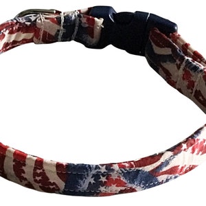 Patriotic Flag Collar with Stars, Stripes, and Eagles for Dogs and Cats