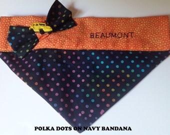 Blue & Orange Polka Dot Bandana for Dogs or Cats