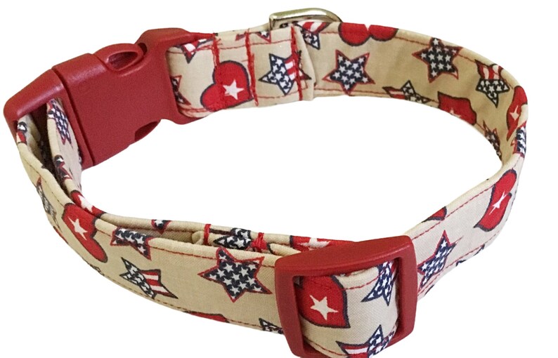 a dog collar with stars and hearts on it