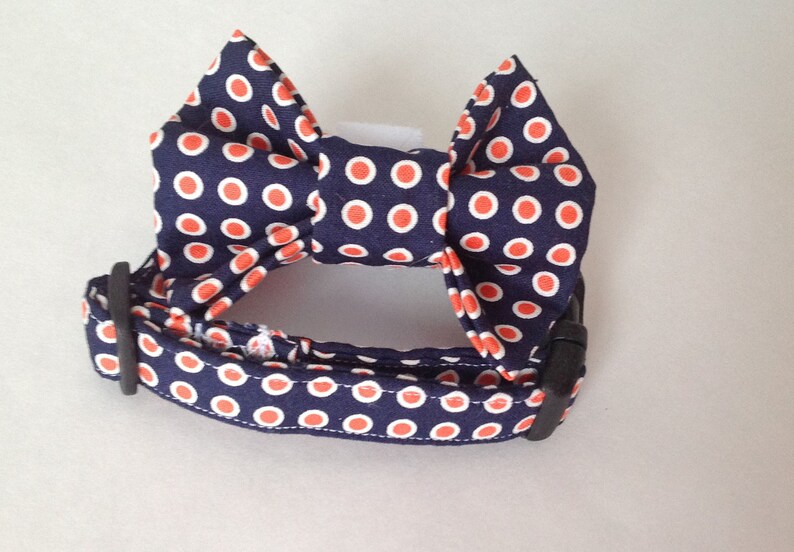 Blue & Orange Polka Dot Bow Tie for Male Dog or Cat image 3