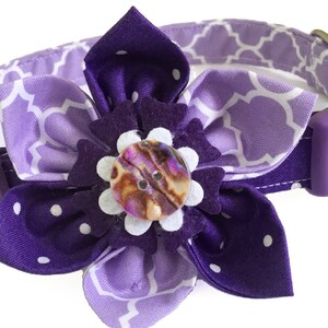 Purple & White Geometric Polka Sot Flower Collar for Dogs and Cats /